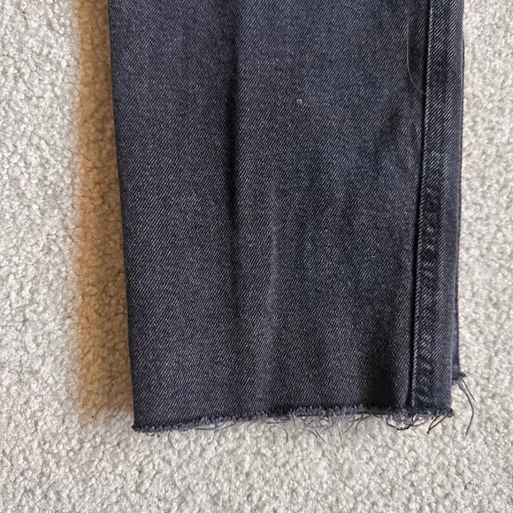 Hollister Women’s Ultra High Rise Mom Jeans with Frayed Hem and Dark Wash - Picture 4 of 5